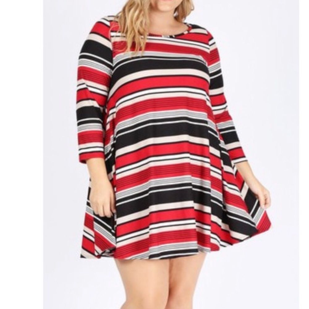 American Curvy Plus Stripe Tunic Dress